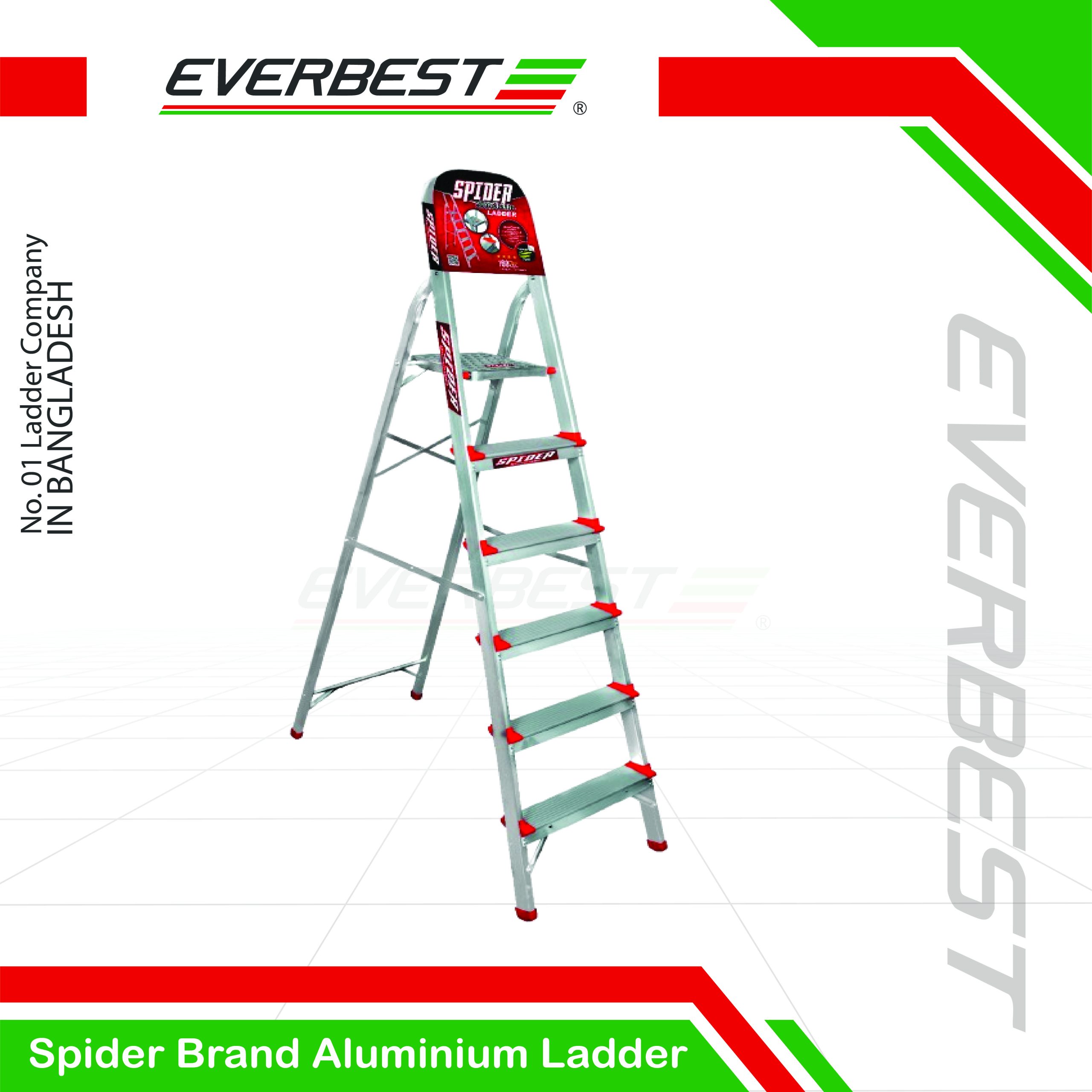 Spider Brand Aluminium Folding Ladder – 5 to 9 Steps